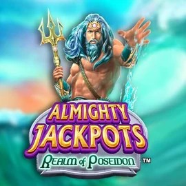 Almighty Jackpots – Realm of Poseidon online game logo by Novomatic on roostino-casino.eu