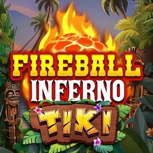 Fireball Inferno Tiki slot logo by NetEnt at Roostino Casino